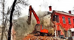 Слом здания. HITACHI ZX160LC